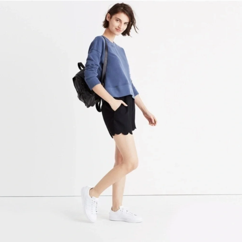 Madewell Womens 2XS Black Scalloped Edge Elastic Waist Pocket Short Shorts XXS 0